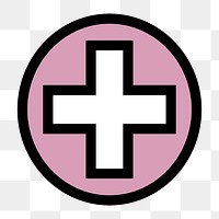 Medical cross symbol icon png, transparent background 