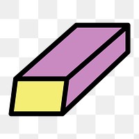 Eraser icon png, stationery illustration on  transparent background 