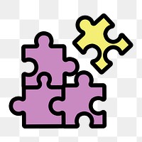 Logic icon png, jigsaw puzzle illustration on  transparent background 