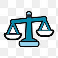 Shaker scales icon png, law concept illustration on transparent background 