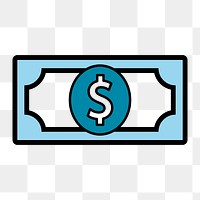 Dollar banknote icon png,  transparent background 