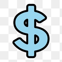 US dollar sign icon png, currency illustration on transparent background 