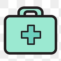 First aid kit icon png, transparent background 