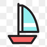 Sailing boat icon png, transparent background 