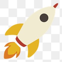 Launching rocket icon png, startup business graphic on  transparent background 