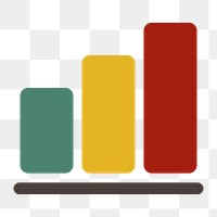 Bar chart icon png, data analysis graph Illustration on  transparent background 