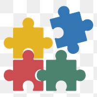 Jigsaw icon png, business collaboration illustration on transparent background 