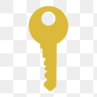 Golden key icon png,  transparent background 