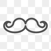 Moustache icon png, line art illustration on  transparent background 