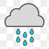 Rainy cloud icon png, weather forecast illustration on  transparent background 