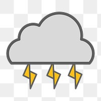 Thundercloud icon png, weather forecast illustration on transparent background 