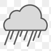 Rainy cloud icon png, weather forecast illustration on  transparent background 