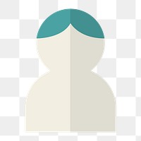 Male user icon png avatar icon, folded paper texture on  transparent background 