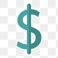 US dollar sign icon png, currency illustration on  transparent background 