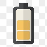 Half battery icon png,  transparent background 