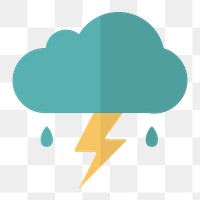 Thunderstorm cloud icon png, folded paper texture on  transparent background 