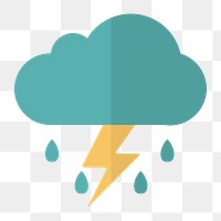Thunderstorm cloud icon png, weather forecast Illustration on  transparent background 