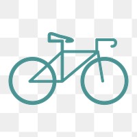 Bicycle icon png, line art illustration on transparent background