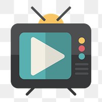 Retro television box icon png, transparent background 