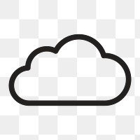 Cloud icon png, line art Illustration on transparent background 