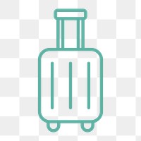 Luggage icon png, line art illustration on transparent background 