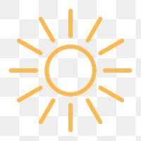 Sun icon png weather, line art illustration on  transparent background 