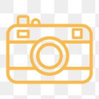 Camera icon png, line art illustration on transparent background 