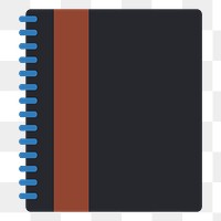 Png black notebook flat sticker, transparent background