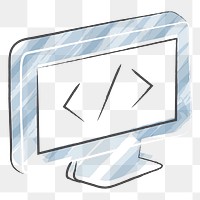 Png blue computer design element, transparent background