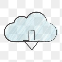 Png cloud download icon, transparent background