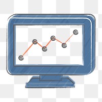 Png business graph on computer design element, transparent background
