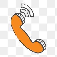 Png orange telephone calling design element, transparent background