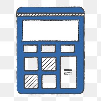 Png blue calculator design element, transparent background