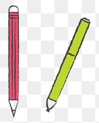 Png pen and pencil design element, transparent background