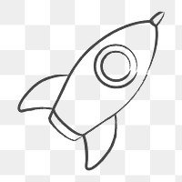 Png outline rocket design element, transparent background