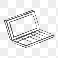 Png outline laptop design element, transparent background