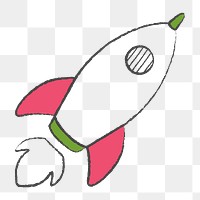 Png cute rocket design element, transparent background