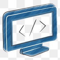 Png blue computer design element, transparent background