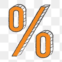 Png orange percentage design element, transparent background