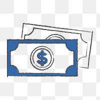 Png blue cash design element, transparent background