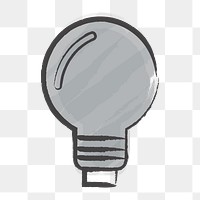 Png gray light bulb icon, transparent background