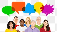 Png diverse people design element, transparent background