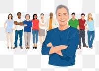 Png diverse people design element, transparent background