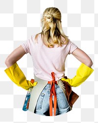 PNG Woman cleaning the house, collage element, transparent background