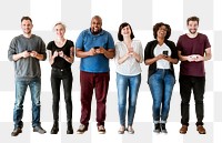 Png People using mobile phone, transparent background