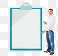 Png Man holding big clipboard, transparent background