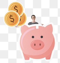 Piggy bank png element, transparent background