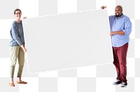 Png People holding blank board, transparent background