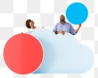 Png African couple & cloud, transparent background