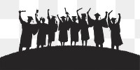 University graduates silhouette png, transparent background